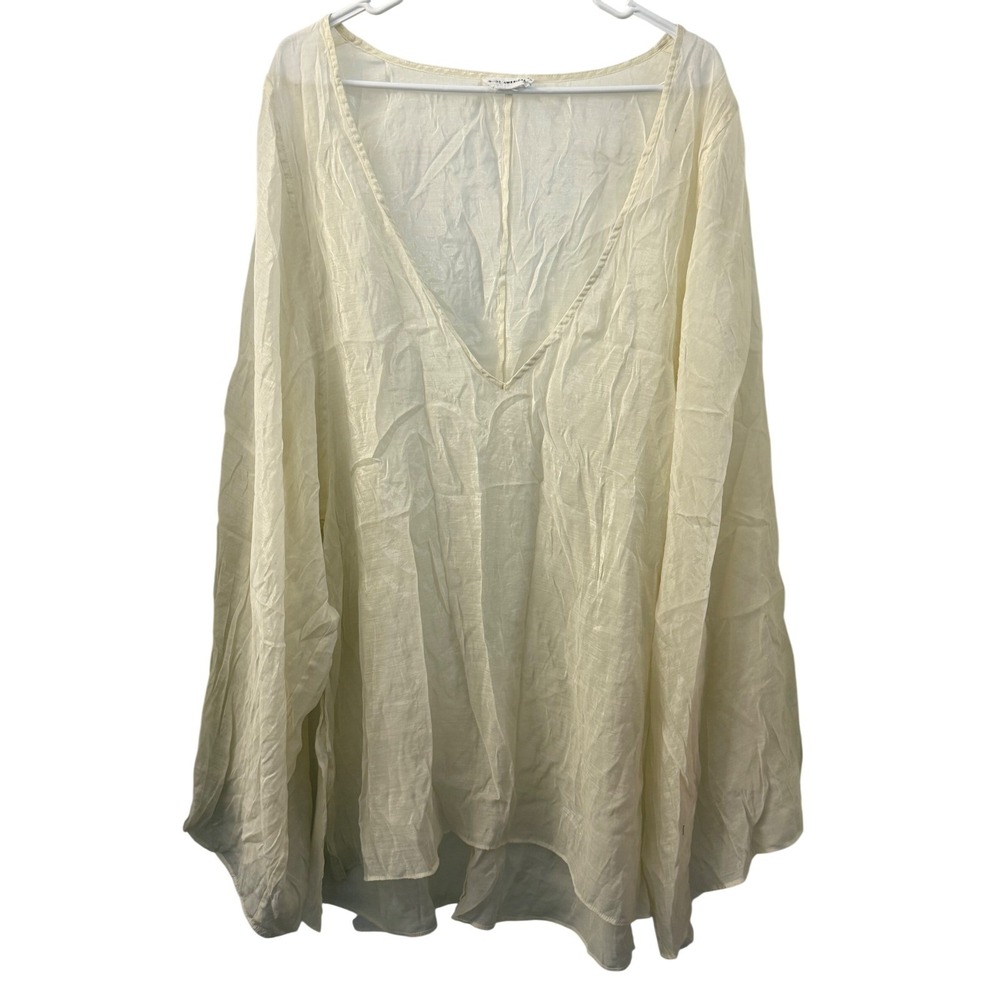 Good American Cloud White Shimmer V-Neck Caftan Coverup 3XL Beach Resortwear